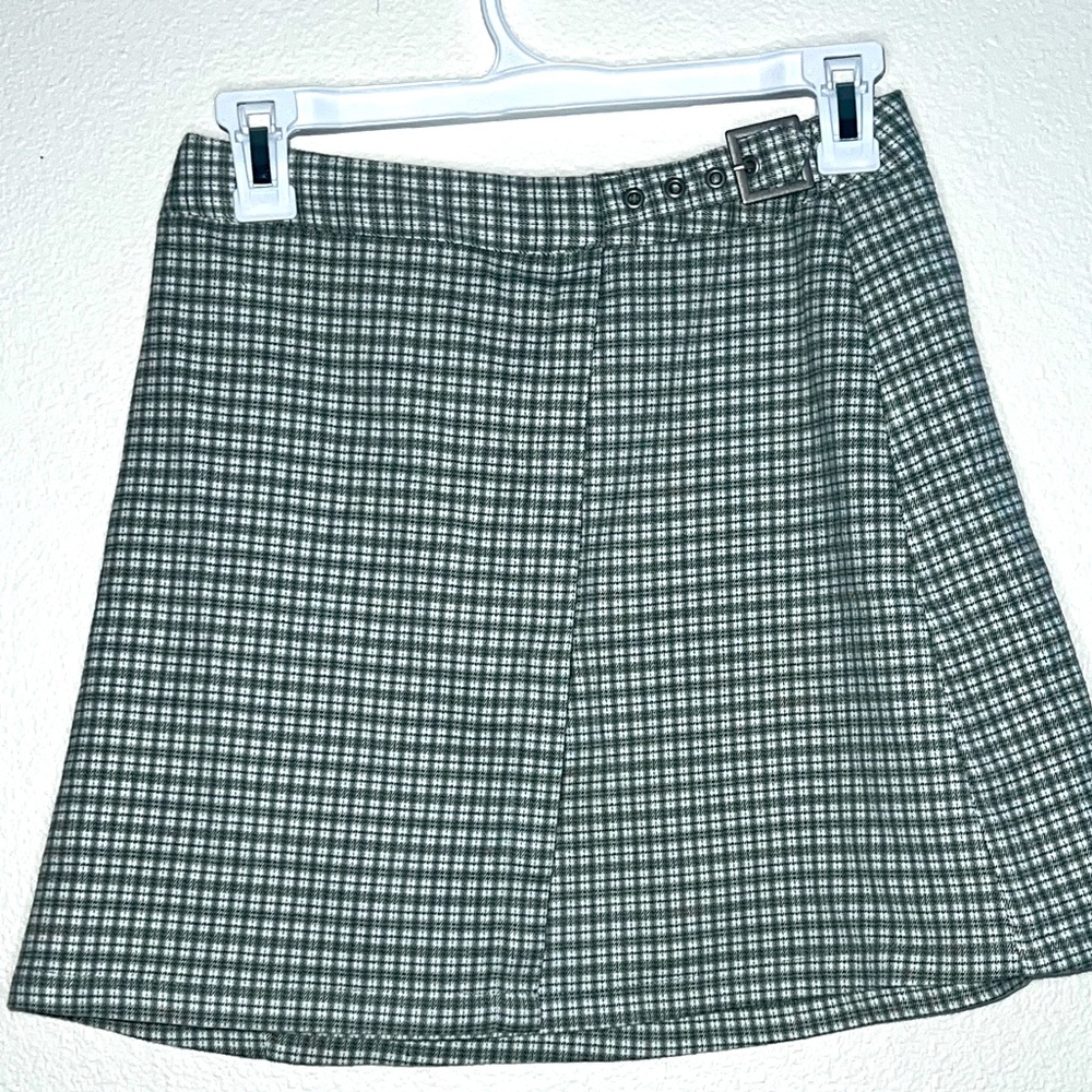 Green Plaid Mini Skirt